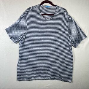 J. McLaughlin Blue Striped Linen Blend Short Sleeve T-Shirt Size XL